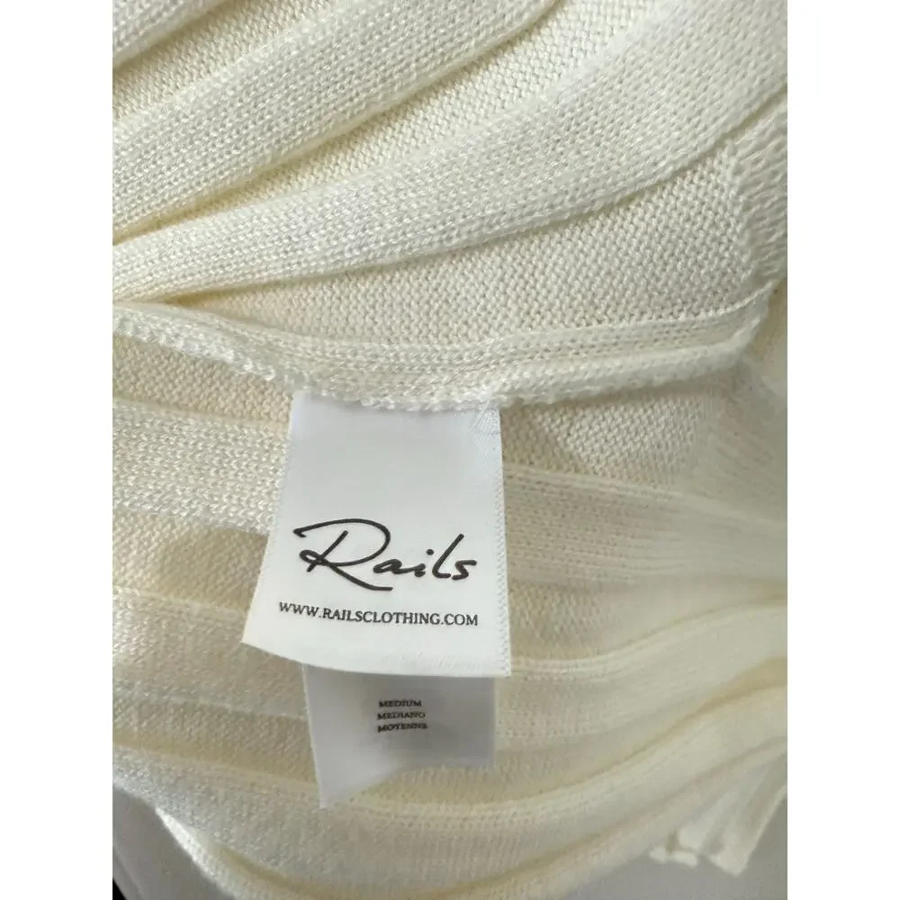 Rails Ashley Rib-Knit Midi Dress Cream Sleeveless Stretch Cotton Blend Size M
